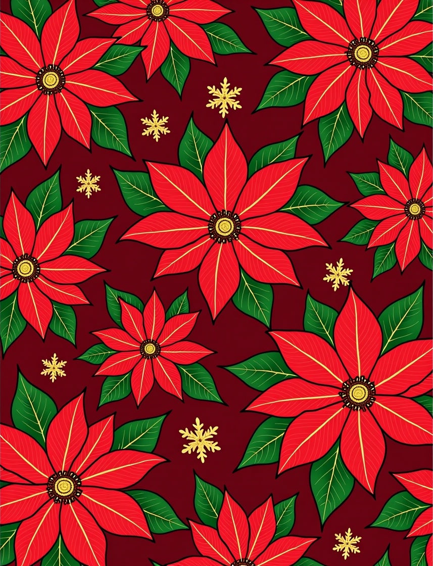 Crimson Red Poinsettia Snowflake Scatter Rug