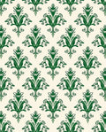 Green Floral Scroll Damask Rug