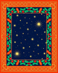 Ornate Red Gold Holly Starry Night Rug