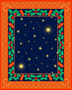 Ornate Red Gold Holly Starry Night Rug