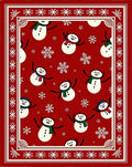 Christmas Snowman Snowflake Red Accent Rug