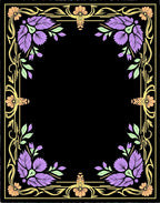 Art Nouveau Black Floral Border Rug