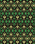 Ornate Black Emerald Floral Damask Rug