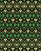 Ornate Black Emerald Floral Damask Rug