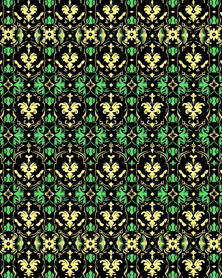 Ornate Black Emerald Floral Damask Rug