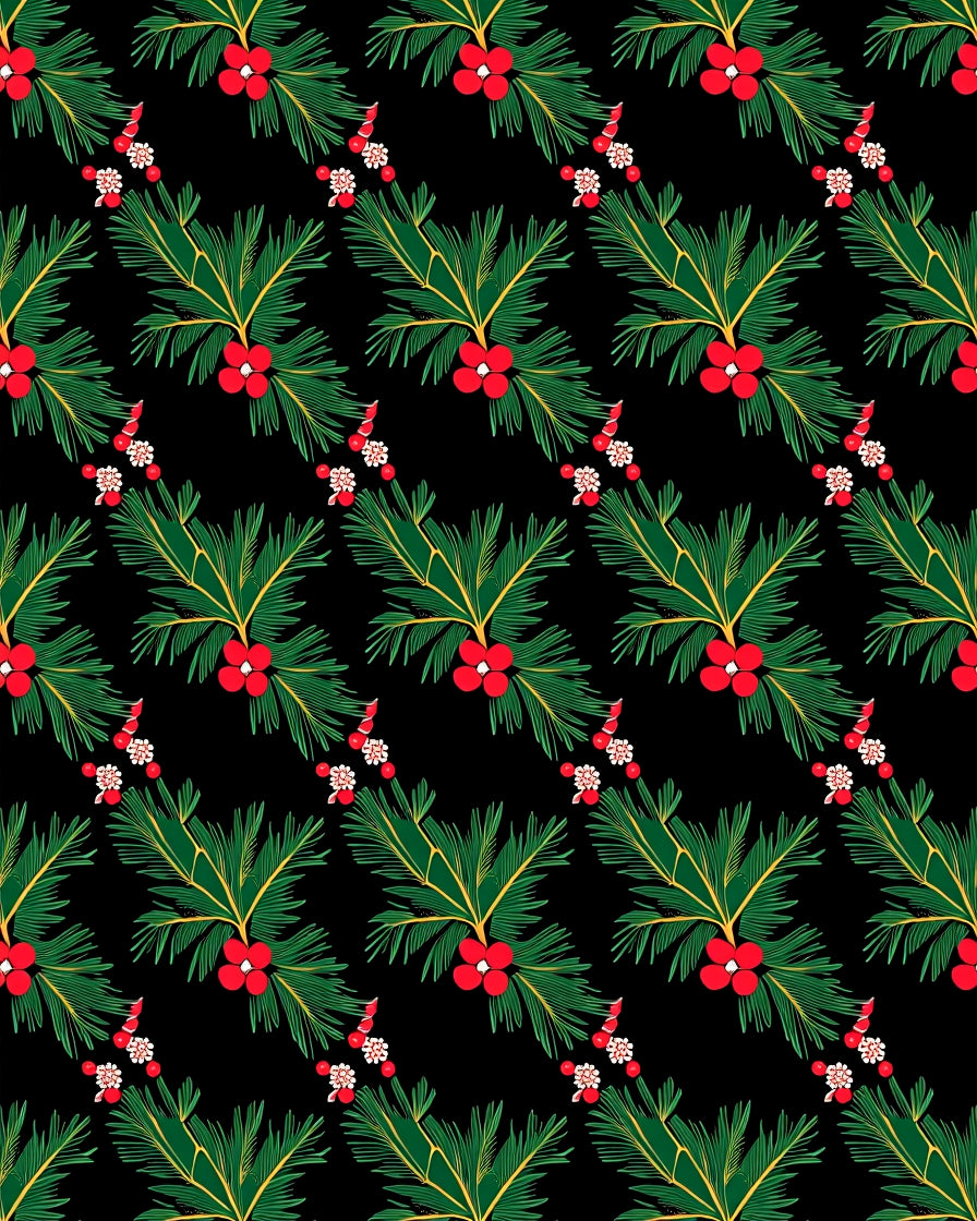 Evergreen Red Berry Garland Stripe Rug
