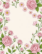 Whimsical Pink Floral Garden Frame Rug