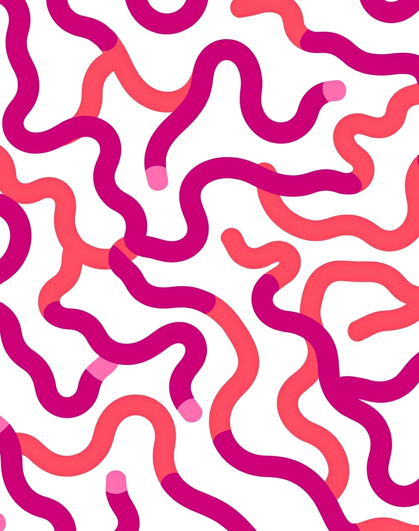 Vibrant Pink And Coral Organic Swirls Rug