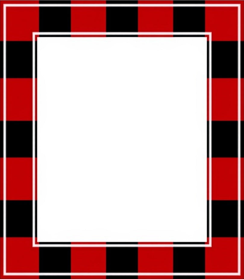 Red Black Plaid Checkered Border Rug