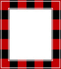 Red Black Plaid Checkered Border Rug