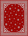 Crimson Snowfall Ornate Border Rug