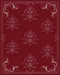 Maroon Cream Floral Crest Ornament Rug