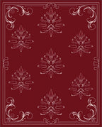 Maroon Cream Floral Crest Ornament Rug
