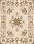 Antique Beige Floral Scroll Medallion Rug