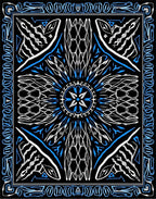 Bold Blue Abstract Sunburst Mandala Rug