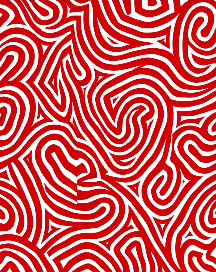 Bold Red Abstract Swirl Rug