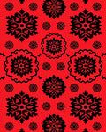 Crimson Black Floral Medallion Scroll Rug