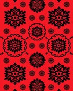 Crimson Black Floral Medallion Scroll Rug