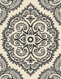Cream Black Floral Medallion Rug