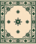 Deep Emerald Green Floral Medallion Rug