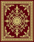 Ornate Burgundy Gold Floral Medallion Rug
