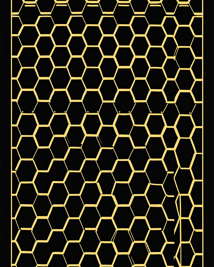 Bold Black and Gold Hexagon Grid Rug