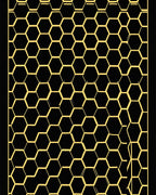 Bold Black and Gold Hexagon Grid Rug