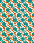 Teal Coral Organic Floral Arrangement Rug