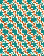 Teal Coral Organic Floral Arrangement Rug