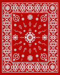 Red White Symmetrical Floral Garden Rug