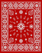 Red White Symmetrical Floral Garden Rug