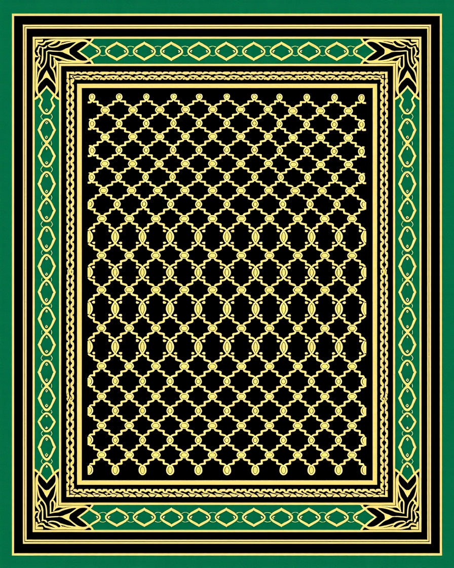 Black and Gold Geometric Trellis Rug