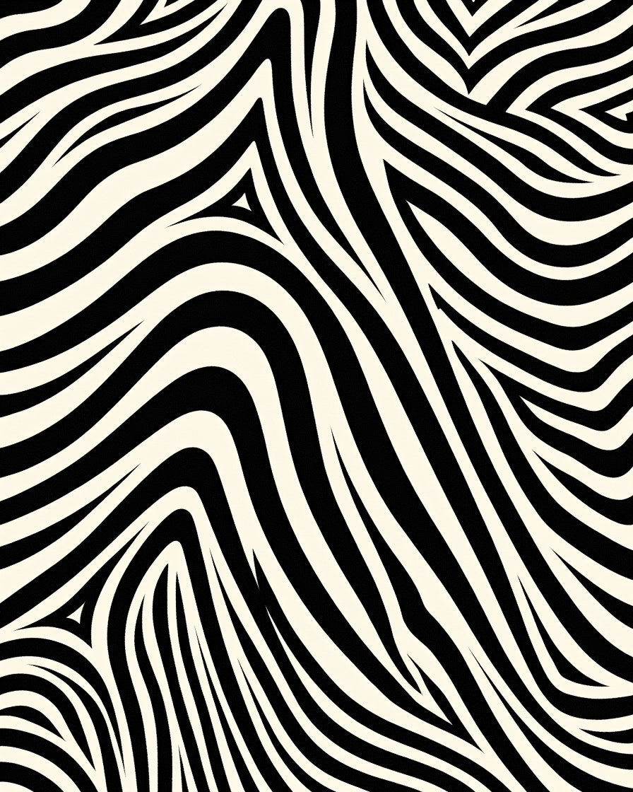 Bold Black Cream Zebra Waves Rug