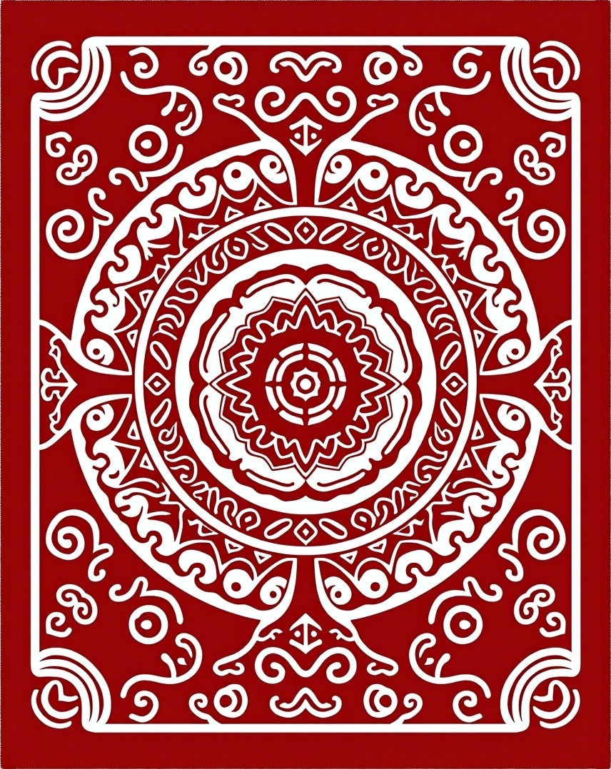 Crimson Medallion Swirl Rug
