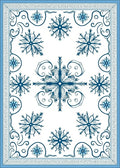 Navy Blue Snowflake Scroll Border Rug