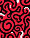 Vibrant Crimson Swirl Organic Flow Rug