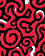 Vibrant Crimson Swirl Organic Flow Rug
