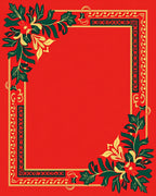 Bold Red Green Floral Border Rug
