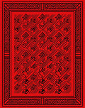 Bold Red Geometric Maze Border Rug