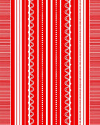 Red White Vertical Stripe Medallion Rug