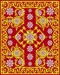 Crimson Yellow Snowflake Medallion Rug