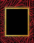 Bold Crimson Swirls Gold Frame Rug