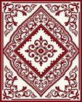 Deep Red Vine Medallion Layout Rug