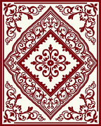 Deep Red Vine Medallion Layout Rug