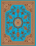 Vibrant Blue Golden Floral Medallion Rug