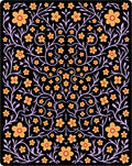 Orange Coral Bloom Vine Rug