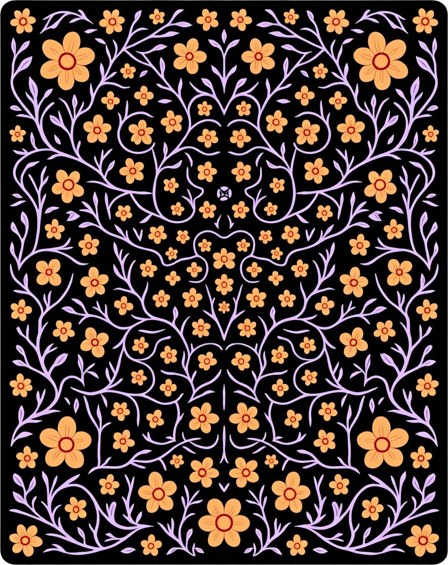 Orange Coral Bloom Vine Rug