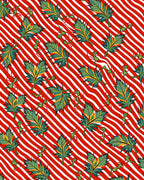 Bold Green Leaf Red Stripe Rug