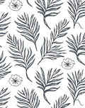 Dark Slate Palm Frond Floral Rug