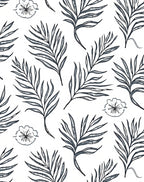 Dark Slate Palm Frond Floral Rug